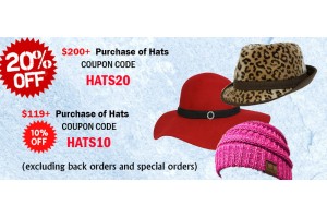 20% off Hats and Caps