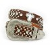 Belt - Rhinestone Split Leather Belt - Croc Embossed w/ Cross Charms - Brown Color - BLT-CRS149CBBR