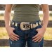 Belt - Rhinestone Split Leather Belt - Croc Embossed w/ Cross Charms - Coffee Color - BLT-CRS151CCOF