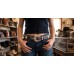Belt - Rhinestone Split Leather Belt - Croc Embossed w/ Fleur De Lis Charms - Coffee Color - BLT-FDL154CBCOF