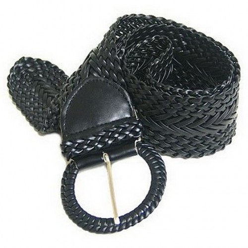 Braided PU Leather Belt - Black - Size : ML- BLT-BE020BK-ML