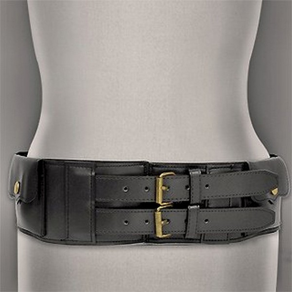 Belt - Double Pockets Elastic Belt - Black - Size : SM - BLT-BE129BK-SM