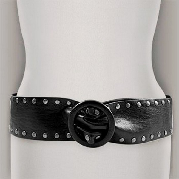 Belt - Soft Leather-Like w/ Grommet - Black - Size : ML - BLT-BE132BK-ML