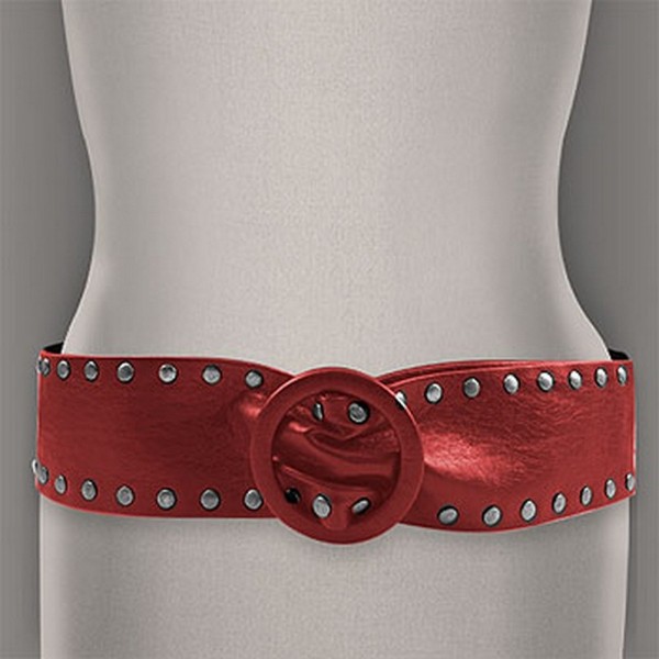 Belt - Soft Leather-Like w/ Grommet - Red - Size : ML - BLT-BE132RD-ML