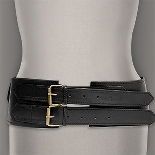 Belt - Double Pockets Soft Leather-Like Belt - Black - BLT-BE133BK