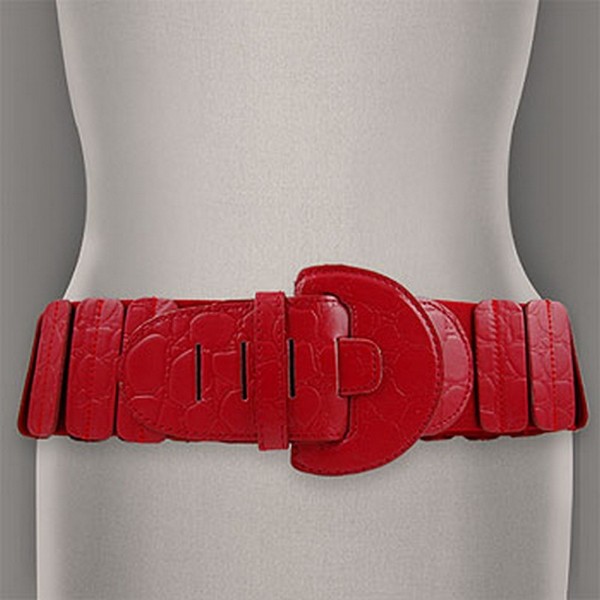 Belt - Elastic w/ Embossed Croc Patch - Red - Size : ML - BLT-BE137RD-ML