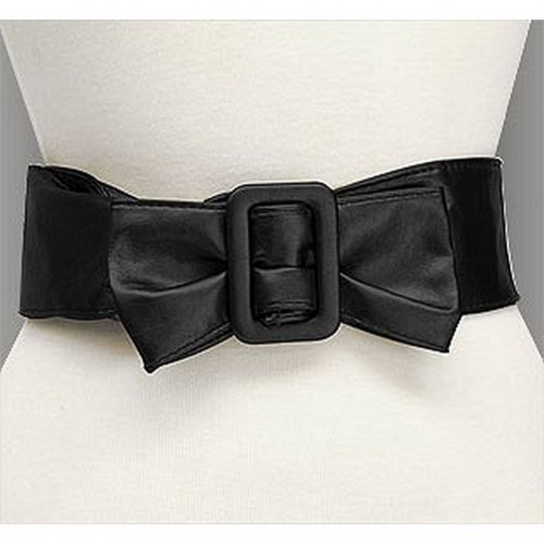 Belt - Soft Leather w/ Front Bow - Black - Size : SM -  BLT-BE173BK-SM