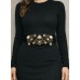 Velvet w/ Studded Belt - Black  - Size : M - BLT-TO30332B-M