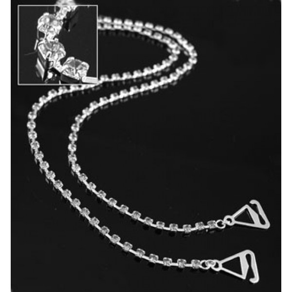 Bra Straps - Single Line Crystal Chain Strap - Clear -BS-HH19CL