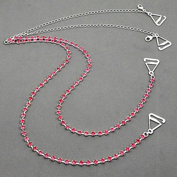 Bra Straps - Single Line Crystal Chain Strap - Pink - BS-HH19PK