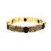 Rhinestone Stretch Bracelet - Double Line Gold Tone - Black - BR-CQB0831B