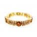 Rhinestone Stretch Bracelet - Double Line Gold Tone - Taupe - BR-CQB0831G