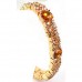 Rhinestone Stretch Bracelet - Double Line Gold Tone - Taupe - BR-CQB0831G
