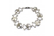 T-Bear Charm w/ Crystals Bracelet - Rhodium Plating - Clear - BR-0441CL