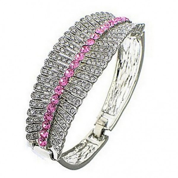 Swarovski Crystal Filigree Bangle w/ Hinge - Pink - BR-37664PK