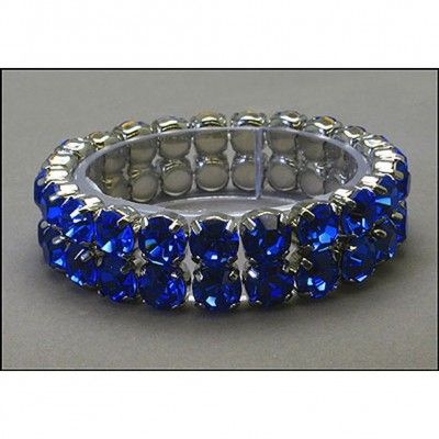 2-Line Swarovski Crystal Stretchable Bracelet - Blue - BR-39SS-S2BL