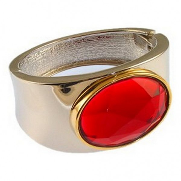 Faux CZ Hinge Bracelet/ Oval - Red - BR-4589RD