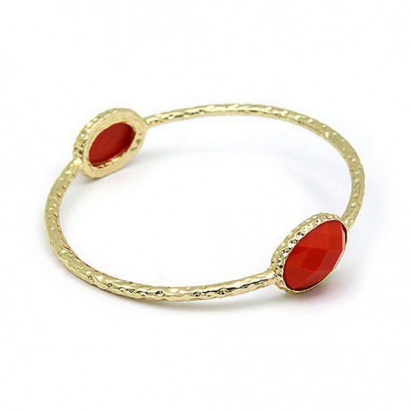 Bangle Bracelets w/ Coral Like Stones - Coral Color - BR-81189CO
