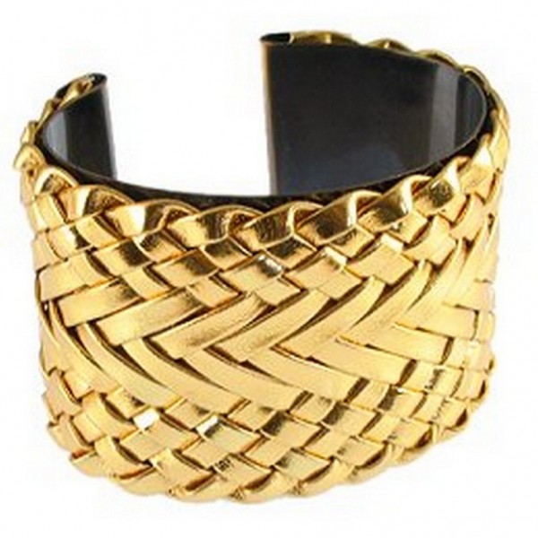Metallic Woven Brass Cuff - Gold Color - BR-CU022GD