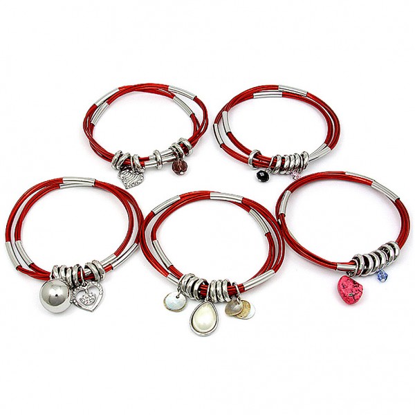 Charm Bracelets Assortment Set - BR-HB016B-SI