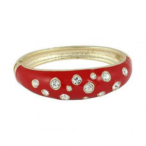 Bangle Bracelets - Epoxy w/ Clear Stones - Red - BR-JB7189RD