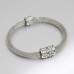 Bracelets Wholesale - Mesh Strap Bracelets w/ Rhinestone Rings - Rhodium