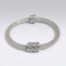 Bracelets Wholesale - Mesh Strap Bracelets w/ Rhinestone Rings - Silver