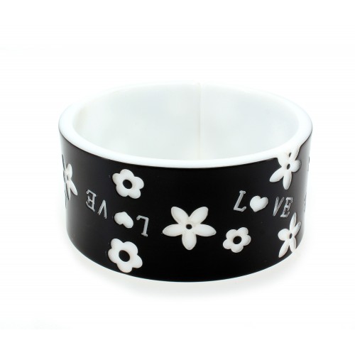 Overlayer Love Bangle - Acrylic - Black Color - BR-OB00153BLK 