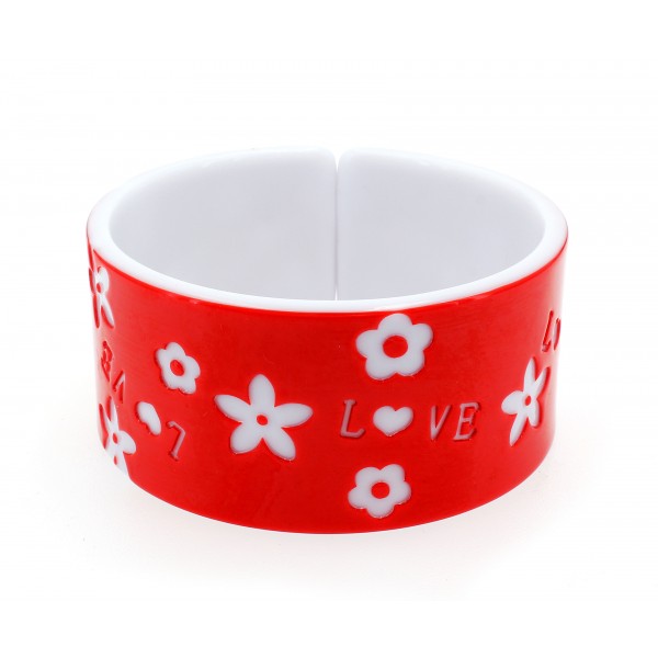 Overlayer Love Bangle - Acrylic - Red Color - BR-OB00153RED 