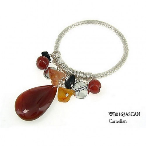 Charm Bracelets - Semi Precious Stone Bracelets - Carnelian Happiness - BR-WB0163ASCAN