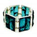 Bracelets Wholesale - Acrylic Pyramid Square Beaded Stretchable Bracelet - Navy Blue