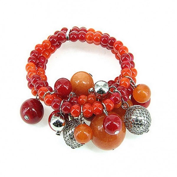 Charm Bracelets - Multi Beads Bracelets - Coral - BR-WB0167RD-COR