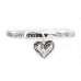 Religious Twist Bangle Bracelets w/ Heart Charm - BR-OB00383AS