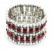 Stretchable Rhinestone Bracelets - Double-Row w/ Bali Beads - Red - BR-KH11255RD