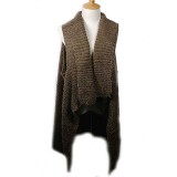 Cardigans & Vests - Knitted Cardigan - Brown - VT-9402-4BN
