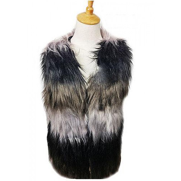 Cardigans & Vests - Faux Long Fur Vest – Multi Color - VT-9421-1