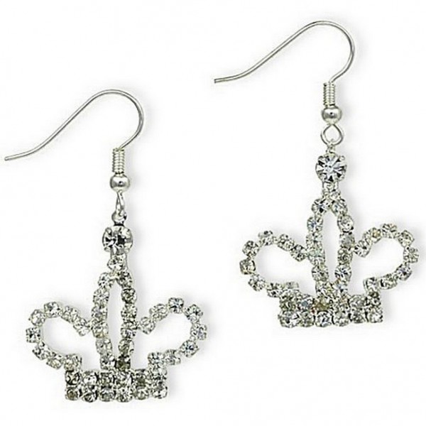 Dangling Rhinestones Crown Earrings - Clear - ER-20950