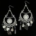 Chandlier Earrings w/ Dangling Stones - Black - ER-ACQE1022B