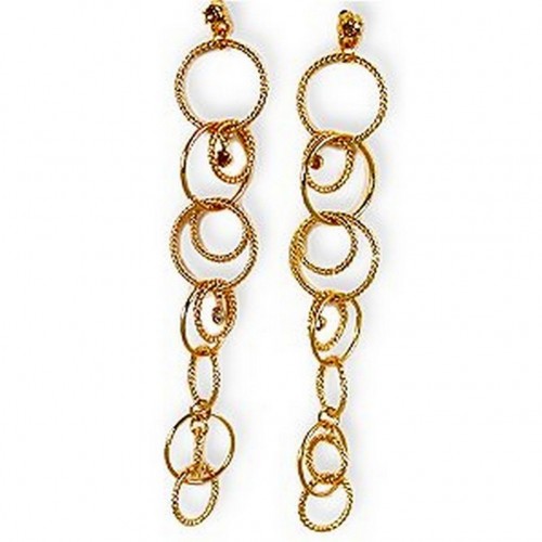 Gold Ring Link Earrings- Topaz - ER-CQE956G