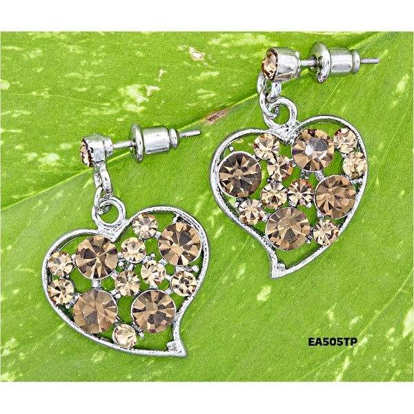 Crystal Heart Earrings - Topaz - ER-EA505TP