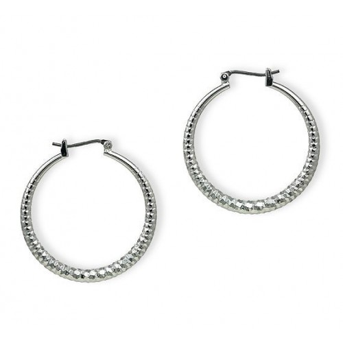 Silver Look Hoops Earrings - Silver - ER-HC332S