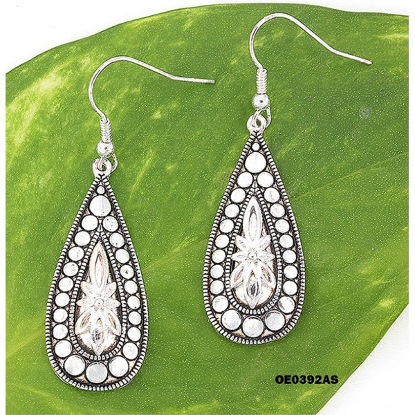 12-pair Western Style Texture Tear Drop Earrings - ER-OE0392AS