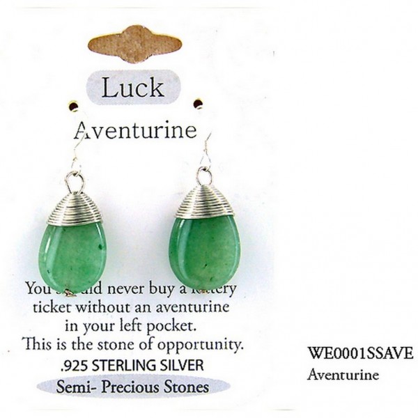 Semi Precious Stone Earrings - Aventurine -" LUCK " - ER-WE0001SS-AVE