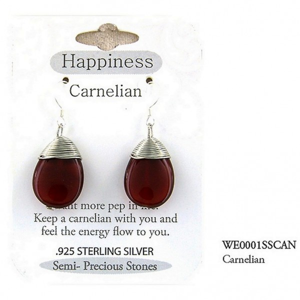Semi Precious Stone Earrings - Carnelian - " HAPPINESS " - ER-WE0001SS-CAN