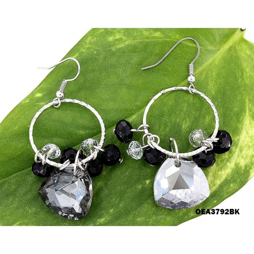 Crystal Earrings - Black - ER-OEA3792BK