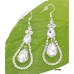 Rhinestone Linear Pear Shape w/ Dangling Tear Drop Earrings - Clear - ER-21760