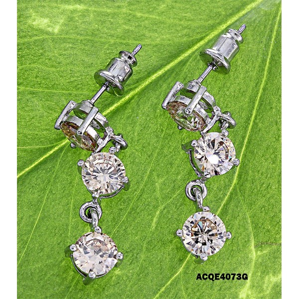 Triplets CZ Earrings - Topaz - ER-ACQE4073G