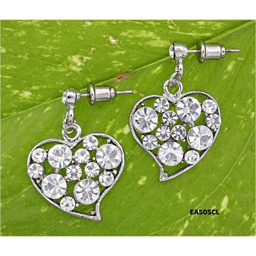 Crystal Heart Earrings - Clear - ER-EA505CL
