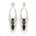 Hand Hammered Foil Look Earrings - Oval Loop w/ Black Rhinestones - ER-OE0152RD-BKD