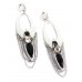 Hand Hammered Foil Look Earrings - Oval Loop w/ Black Rhinestones - ER-OE0152RD-BKD